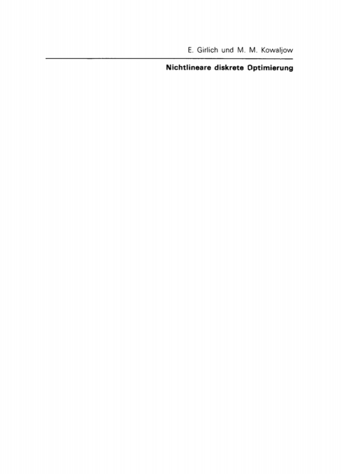 Cover image for book Nichtlineare diskrete Optimierung