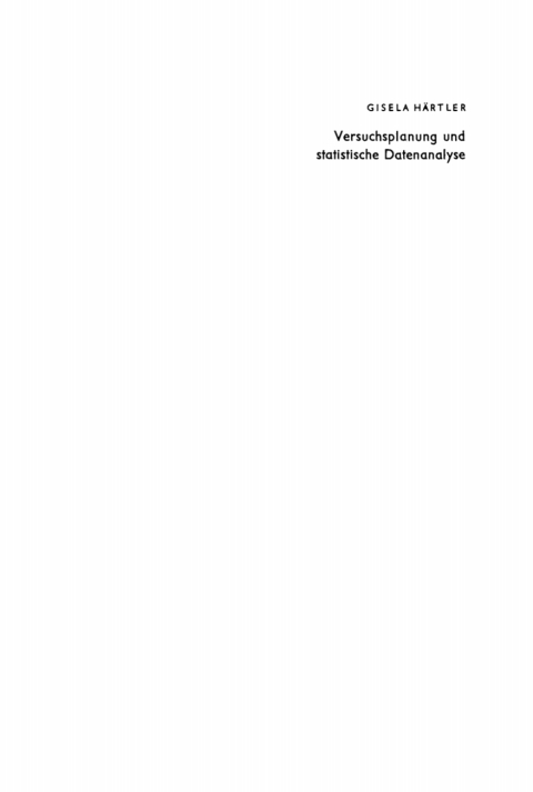 Cover image for book Versuchsplanung und statistische Datenanalyse