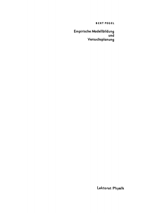 Cover image for book Empirische Modellbildung und Versuchsplanung
