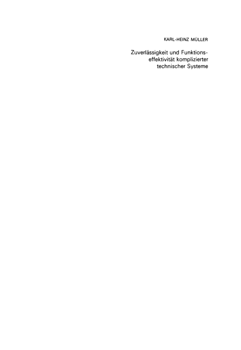 Cover image for book Zuverlässigkeit und Funktionseffektivität komplizierter technischer Systeme