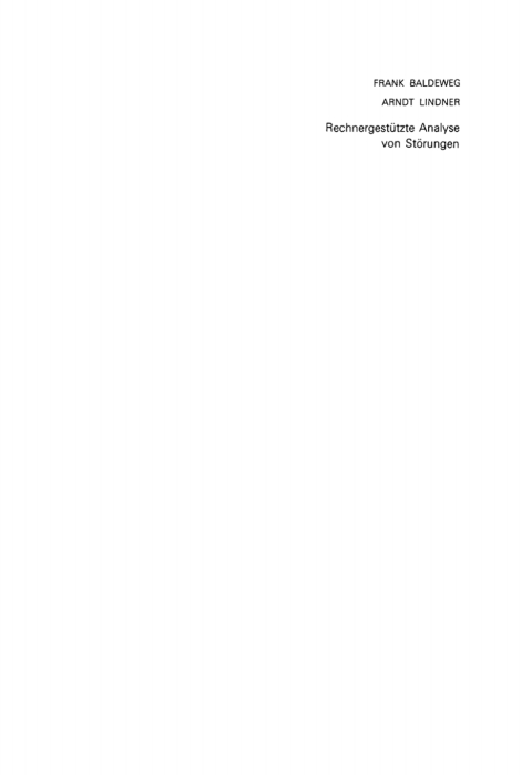 Cover image for book Rechnergestützte Analyse von Störungen