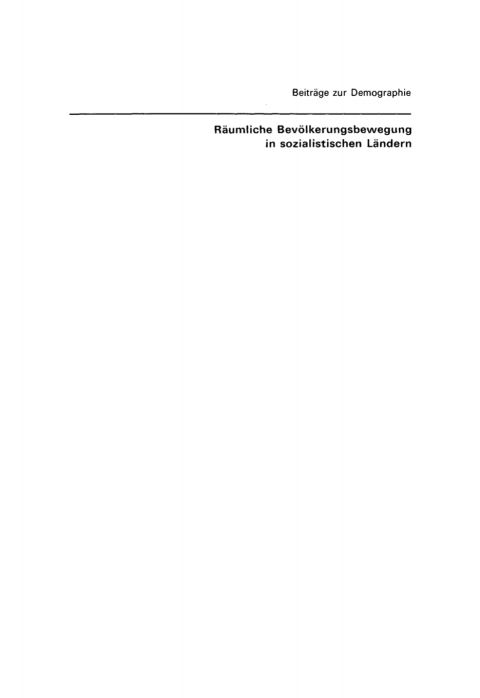 Cover image for book Räumliche Bevölkerungsbewegung in sozialistischen Ländern