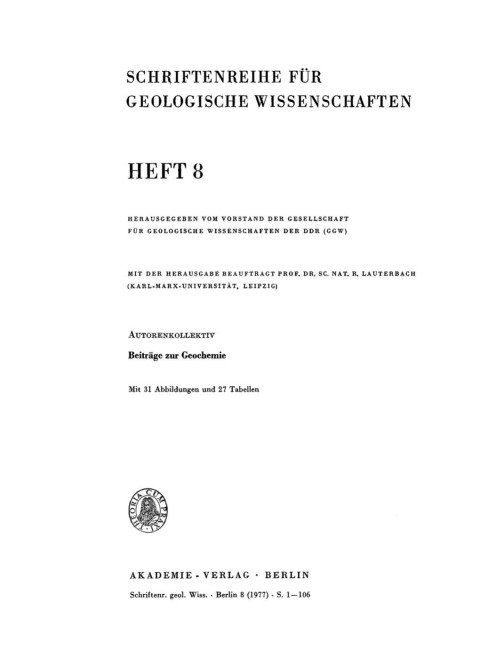 Cover image for book Beiträge zur Geochemie