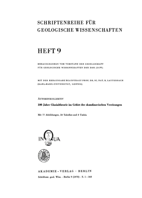 Cover image for book 100 Jahre Glazialtheorie im Gebiet der skandinavischen Vereisungen