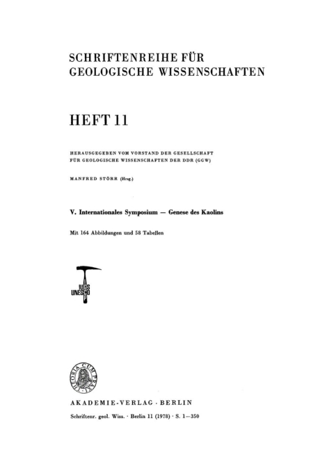 Cover image for book V. Internationales Symposium – Genese des Kaolins