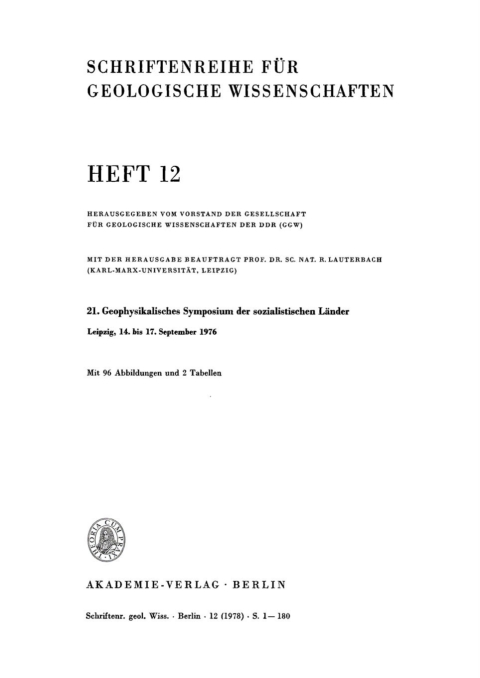 Cover image for book 21. Geophysikalisches Symposium der sozialistischen Länder, Leipzig, 14. bis 17. September 1976