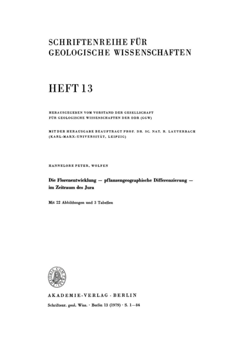 Cover image for book Die Florenentwicklung – pflanzengeographische Differenzierung – im Zeitraum des Jura