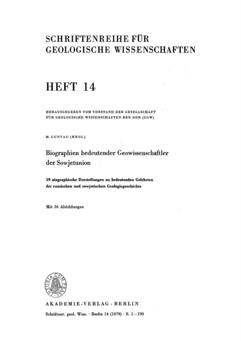 Cover image for book Biographien bedeutender Geowissenschaftler der Sowjetunion