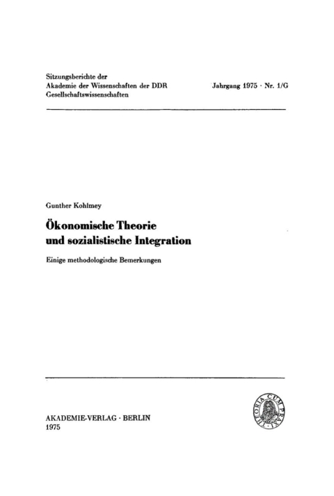 Cover image for book Ökonomische Theorie und sozialistische Integration