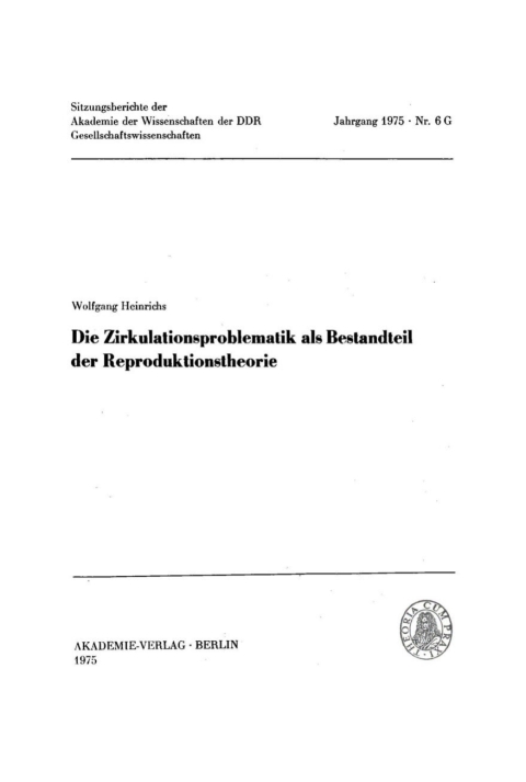 Cover image for book Die Zirkulationsproblematik als Bestandteil der Reproduktionstheorie