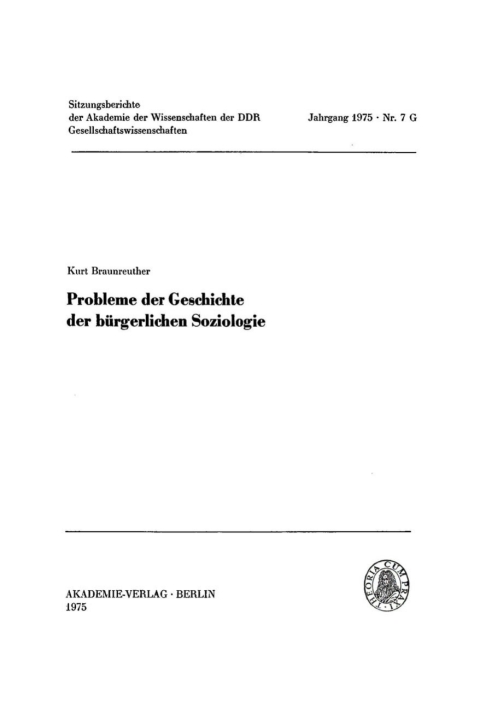 Cover image for book Probleme der Geschichte der bürgerlichen Soziologie