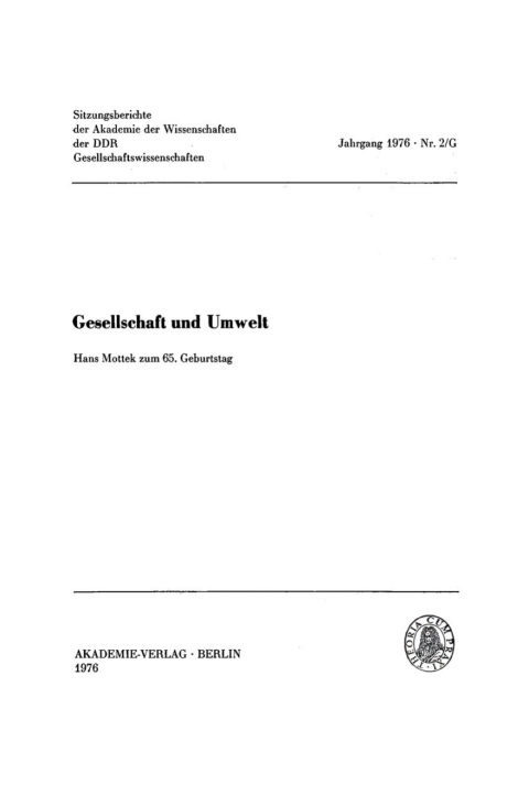 Cover image for book Gesellschaft und Umwelt