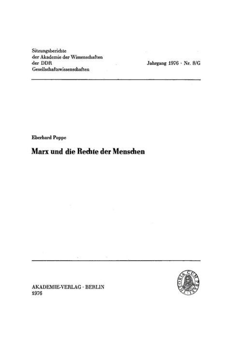 Cover image for book Marx und die Rechte der Menschen