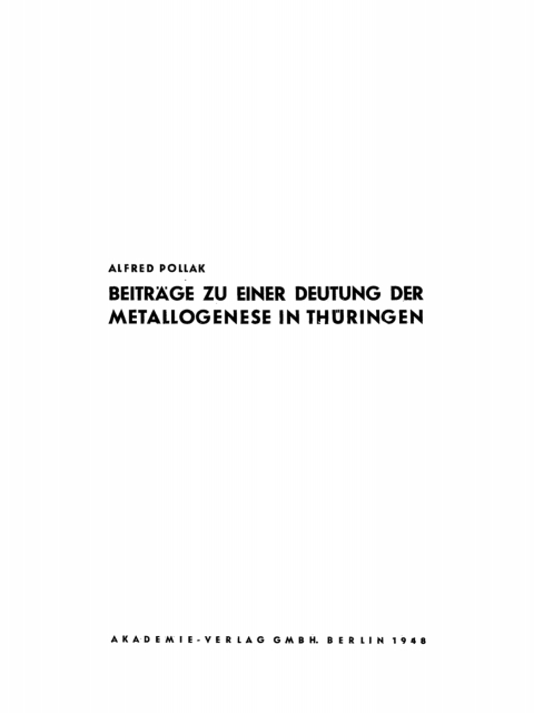 Cover image for book Beiträge zu einer Deutung der Metallogenese in Thüringen