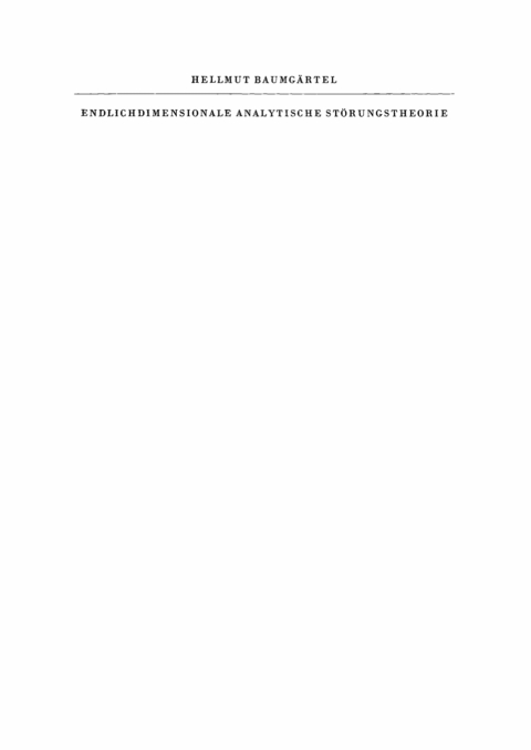 Cover image for book Endlichdimensionale analytische Störungstheorie
