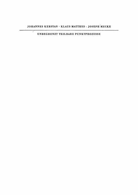 Cover image for book Unbegrenzt teilbare Punktprozesse