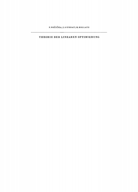 Cover image for book Theorie der Linearen Optimierung