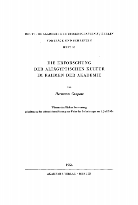 Cover image for book Die Erforschung der altägyptischen Kultur im Rahmen der Akademie