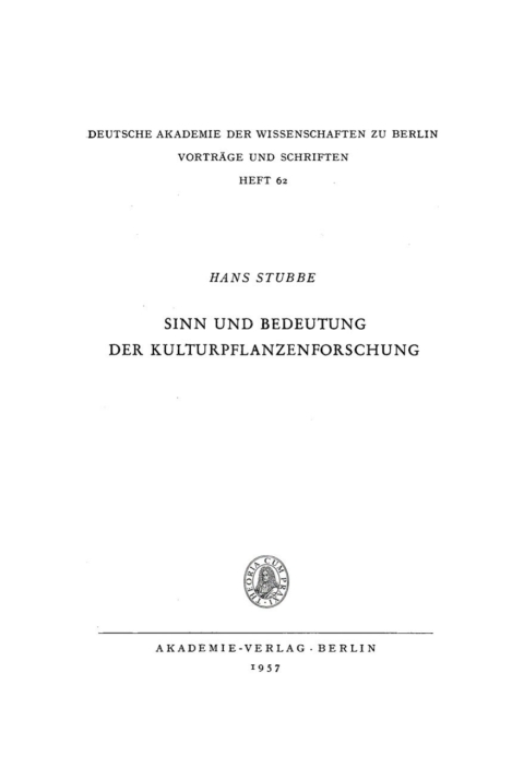 Cover image for book Sinn und Bedeutung der Kulturpflanzenforschung