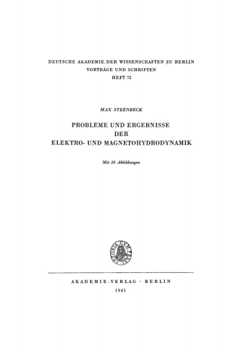 Cover image for book Probleme und Ergebnisse der Elektro- und Magnetohydrodynamik