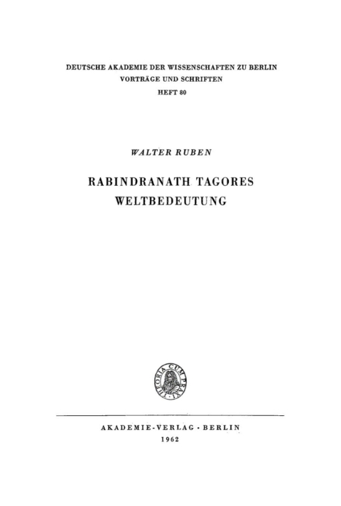 Cover image for book Rabindranath Tagores Weltbedeutung