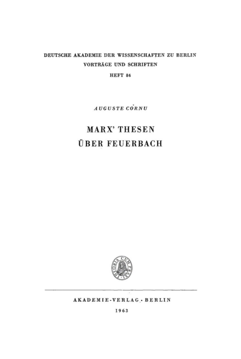Cover image for book Marx’ Thesen über Feuerbach