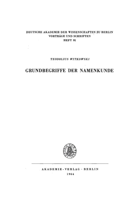 Cover image for book Grundbegriffe der Namenkunde