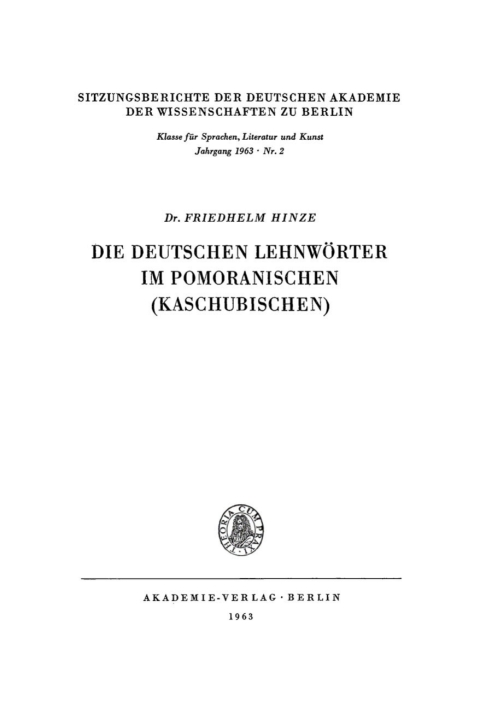 Cover image for book Die deutschen Lehnwörter im Pomoranischen (Kaschubischen)