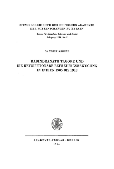 Cover image for book Rabindranath Tagore und die revolutionäre Befreiungsbewegung in Indien 1905 bis 1918