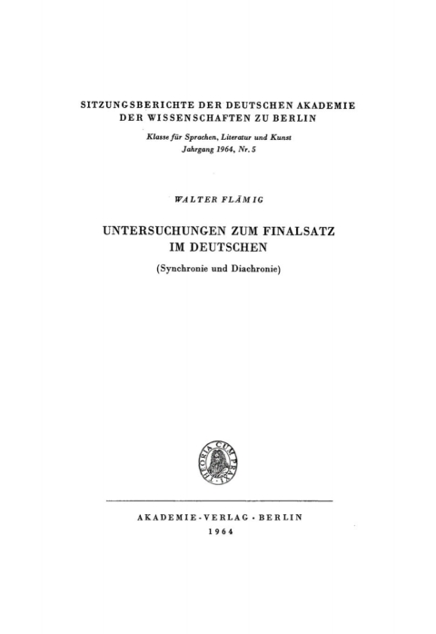 Cover image for book Untersuchungen zum Finalsatz im Deutschen