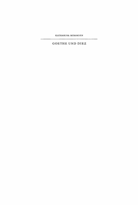 Cover image for book Goethe und Diez