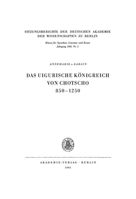 Cover image for book Das uigurische Königreich von Chotscho 850–1250