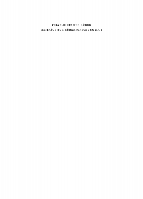 Cover image for book Polyploidie der Rüben
