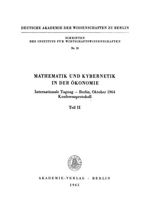 Cover image for book Mathematik und Kybernetik in der Ökonomie, Teil 2