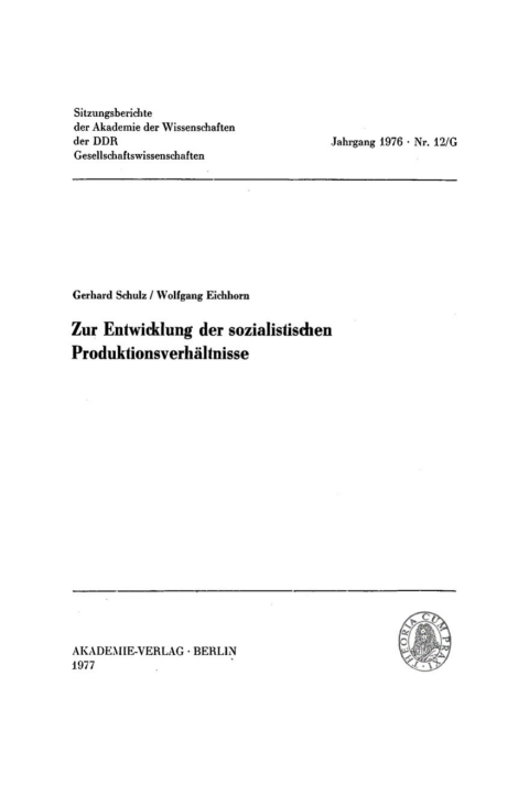 Cover image for book Zur Entwicklung der sozialistischen Produktionsverhältnisse
