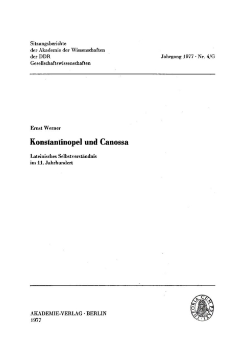 Cover image for book Konstantinopel und Canossa