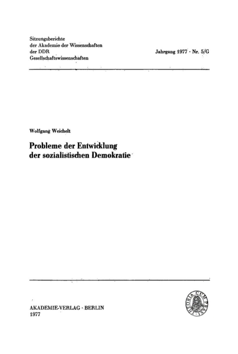 Cover image for book Probleme der Entwicklung der sozialistischen Demokratie