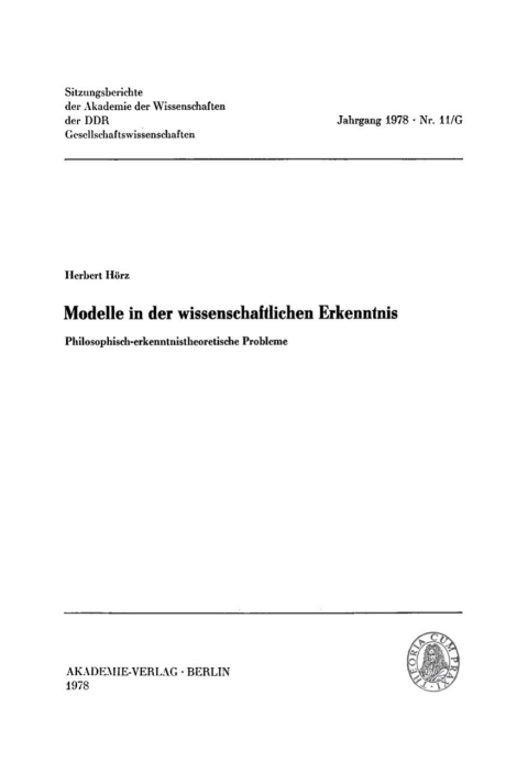 Cover image for book Modelle in der wissenschaftlichen Erkenntnis