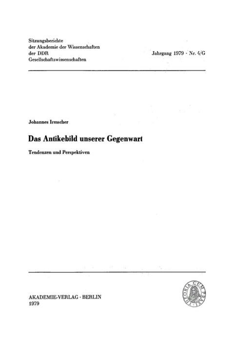 Cover image for book Das Antikebild unserer Gegenwart