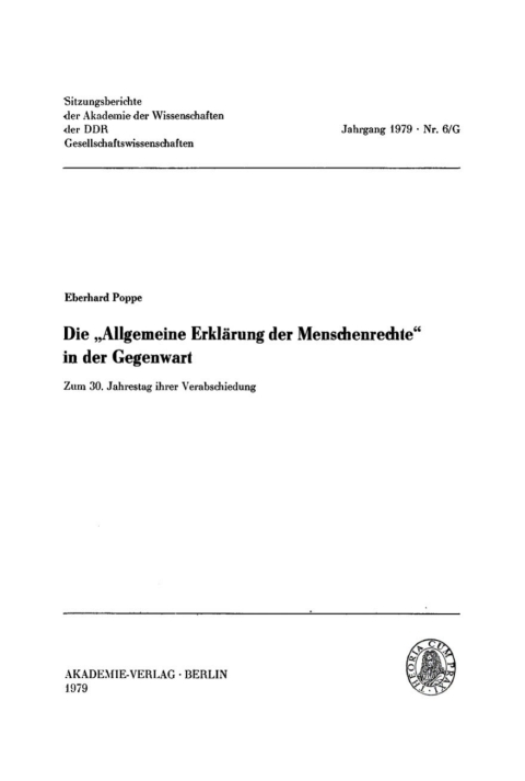 Cover image for book Die „Allgemeine Erklärung der Menschenrechte“ in der Gegenwart