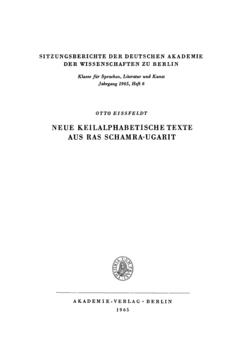 Cover image for book Neue Keilalphabetische Texte aus Ras Schamra-Ugarit