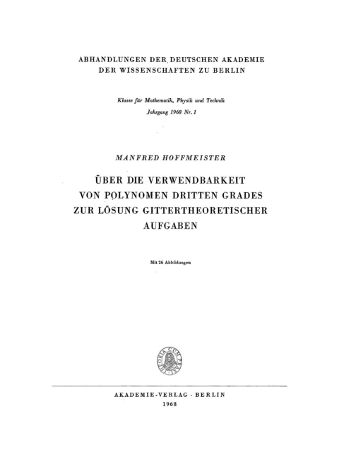 Cover image for book Über die Verwendbarkeit von Polynomen dritten Grades zur Lösung gittertheoretischer Aufgaben