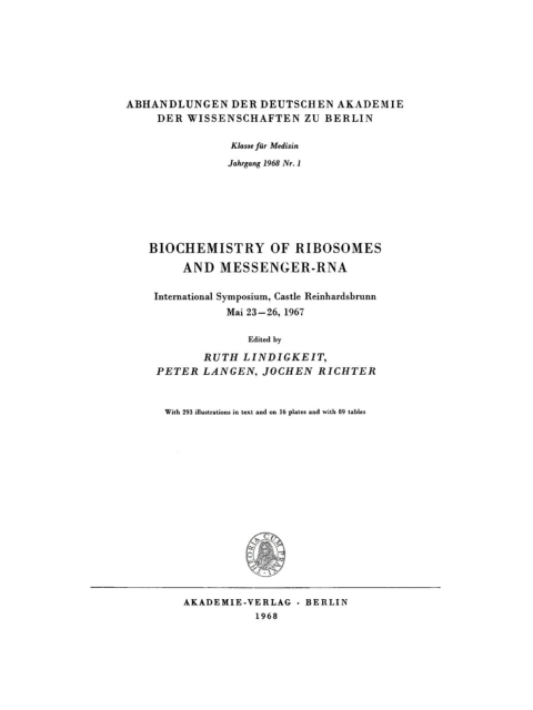 Cover image for book Biochemistry of Ribosomes and Messenger-RNA