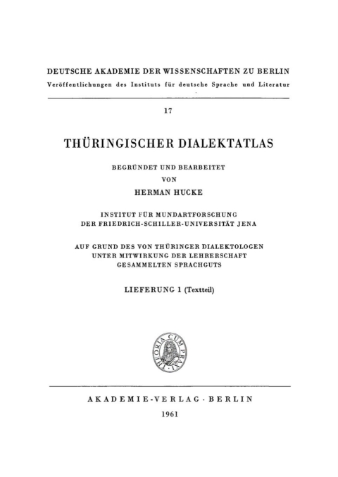 Cover image for book Thüringischer Dialektatlas