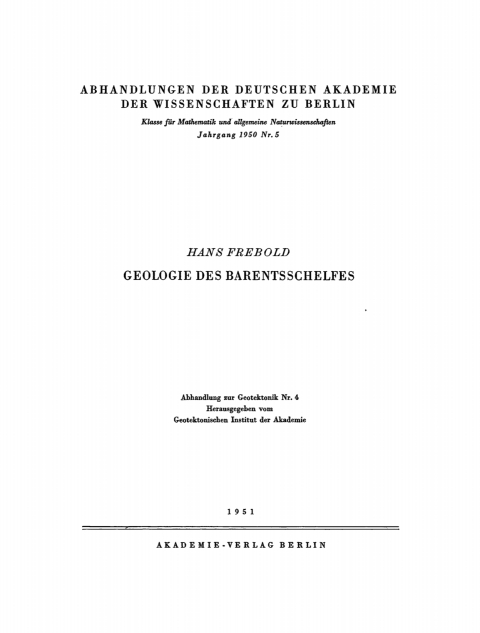Cover image for book Geologie des Barentsschelfes