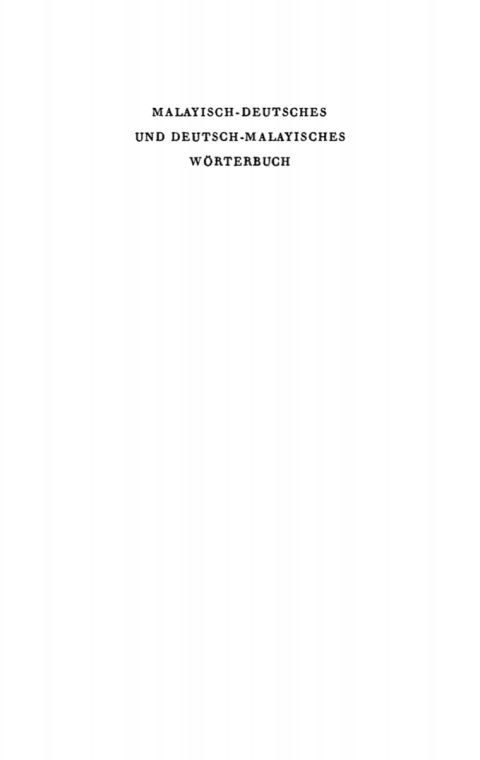 Cover image for book Malayisch-deutsches und deutsch-malayisches Wörterbuch
