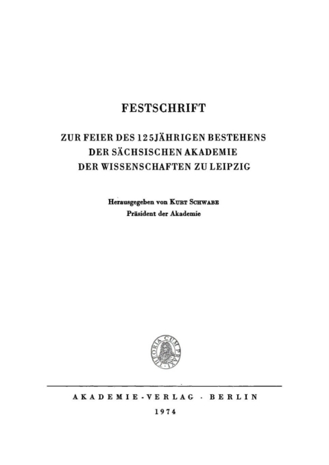 Cover image for book Festschrift zur Feier des 125jährigen Bestehens der Sächsischen Akademie der Wissenschaften zu Leipzig