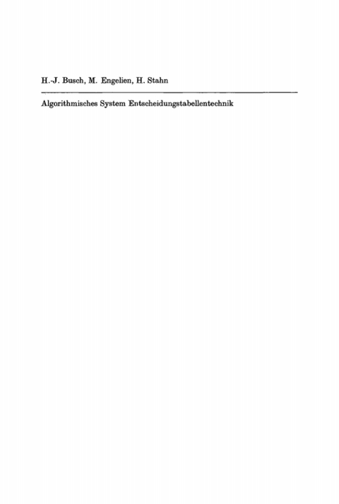 Cover image for book Algorithmisches System Entscheidungstabellentechnik