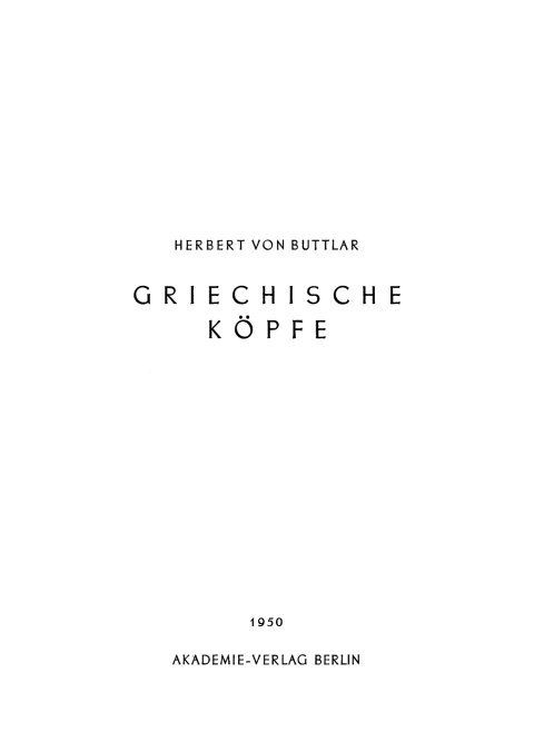 Cover image for book Griechische Köpfe