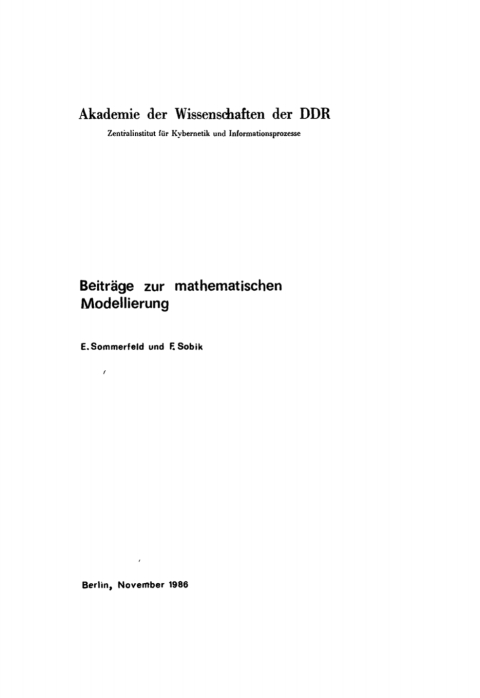 Cover image for book Beiträge zur mathematischen Modellierung